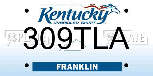 309TLA Kentucky License Plate