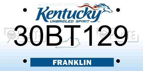 30BT129 Kentucky License Plate