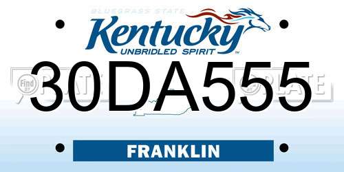 30DA555 Kentucky License Plate