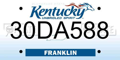 30DA588 Kentucky License Plate