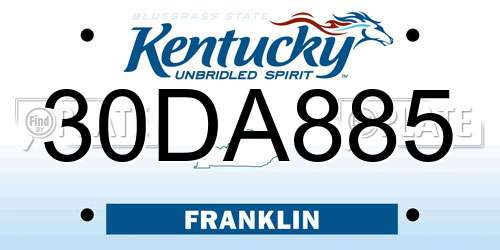 30DA885 Kentucky License Plate