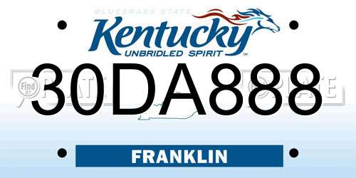 30DA888 Kentucky License Plate