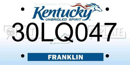 30LQ047 Kentucky License Plate