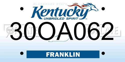 30OA062 Kentucky License Plate