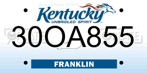 30OA855 Kentucky License Plate