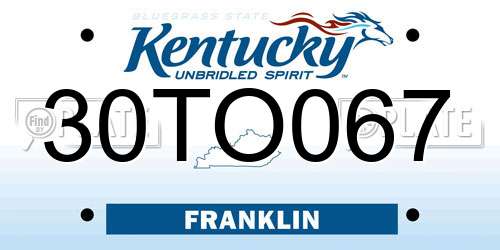 30TO067 Kentucky License Plate