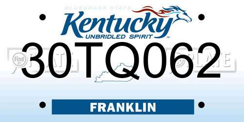 30TQ062 Kentucky License Plate