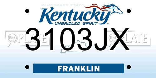 3103JX Kentucky License Plate