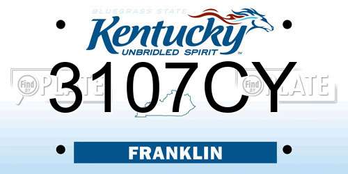 3107CY Kentucky License Plate