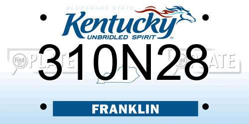 310N28 Kentucky License Plate