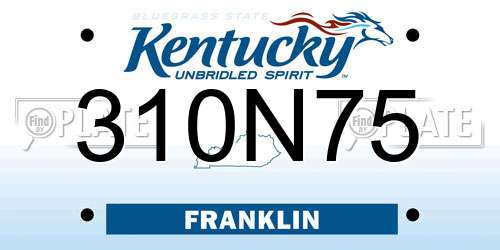310N75 Kentucky License Plate