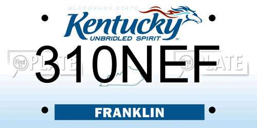 310NEF Kentucky License Plate