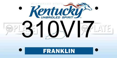 310VI7 Kentucky License Plate