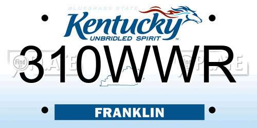 310WWR Kentucky License Plate