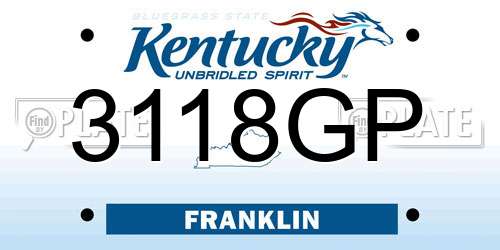 3118GP Kentucky License Plate
