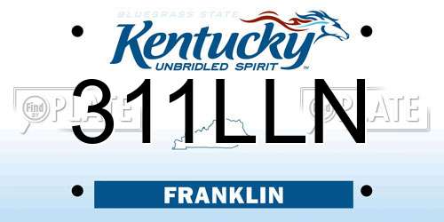 311LLN Kentucky License Plate