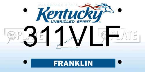 311VLF Kentucky License Plate