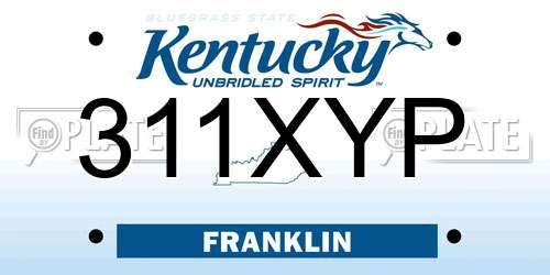 311XYP Kentucky License Plate