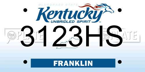 3123HS Kentucky License Plate