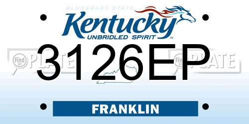 3126EP Kentucky License Plate
