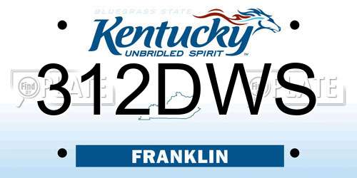 312DWS Kentucky License Plate