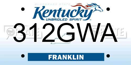 312GWA Kentucky License Plate