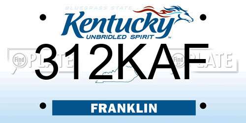 312KAF Kentucky License Plate