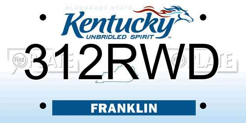 312RWD Kentucky License Plate