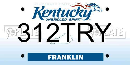 312TRY Kentucky License Plate
