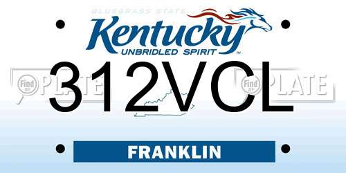 312VCL Kentucky License Plate