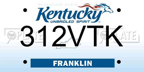 312VTK Kentucky License Plate