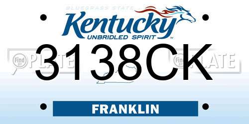 3138CK Kentucky License Plate