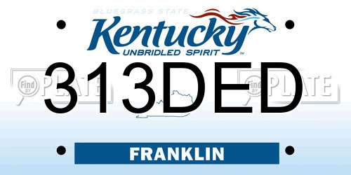 313DED Kentucky License Plate