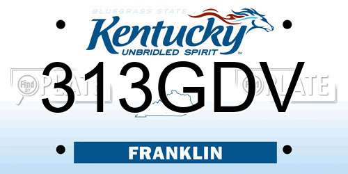 313GDV Kentucky License Plate