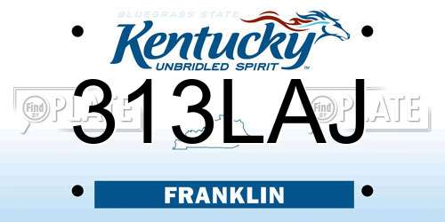 313LAJ Kentucky License Plate