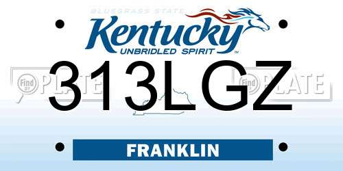 313LGZ Kentucky License Plate