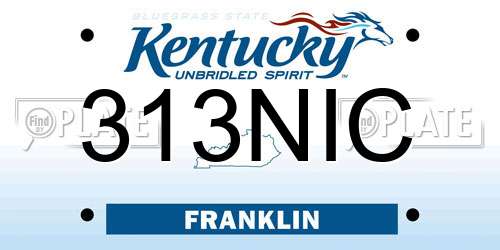 313NIC Kentucky License Plate