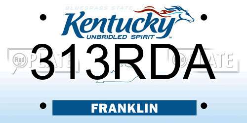 313RDA Kentucky License Plate