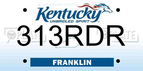 313RDR Kentucky License Plate