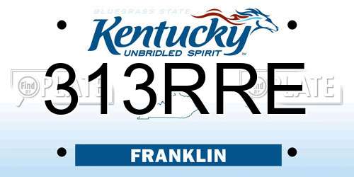 313RRE Kentucky License Plate