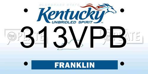 313VPB Kentucky License Plate
