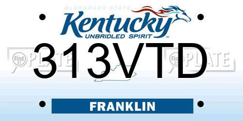 313VTD Kentucky License Plate