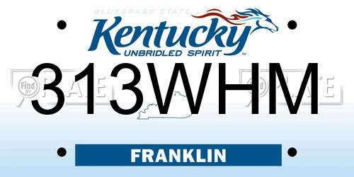 313WHM Kentucky License Plate