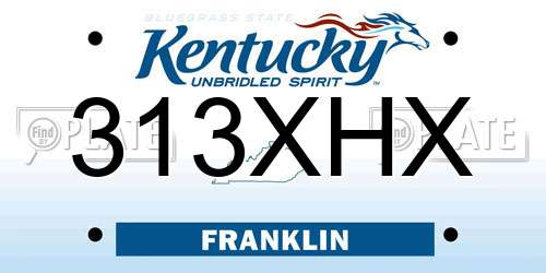 313XHX Kentucky License Plate