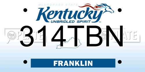 314TBN Kentucky License Plate