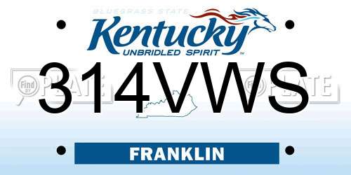 314VWS Kentucky License Plate