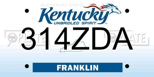 314ZDA Kentucky License Plate