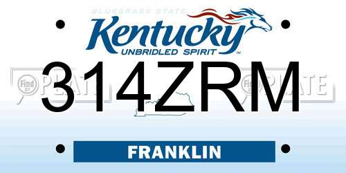314ZRM Kentucky License Plate