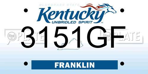 3151GF Kentucky License Plate
