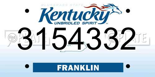 3154332 Kentucky License Plate